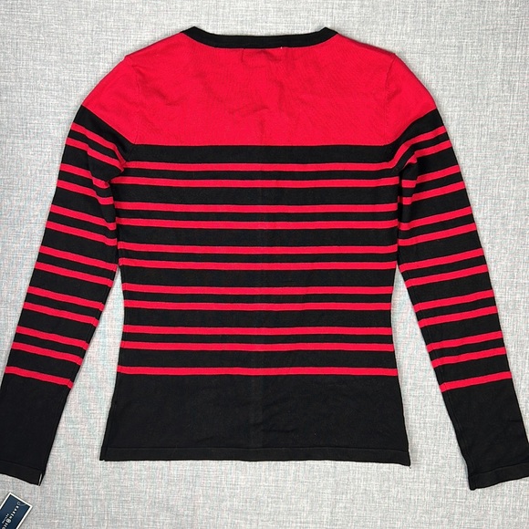 Red & Black Stripe Button Cardigan Sweater Size Petite XS - Picture 5 of 5